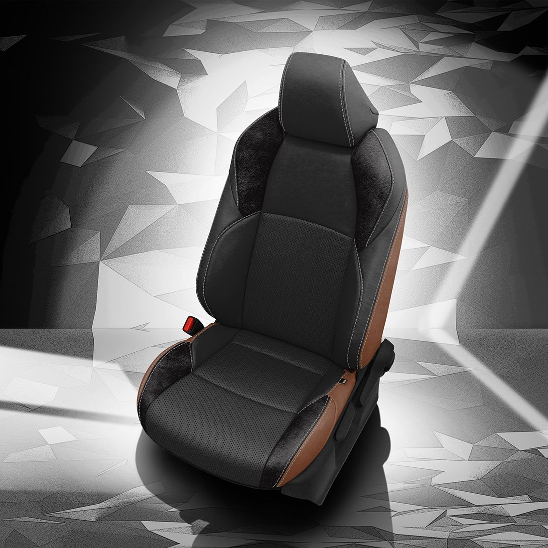 MAHOGANY wrap, BLACK Facing, Perf Combo, SILVER contrast all stitch, ~3030 RAVEN wings