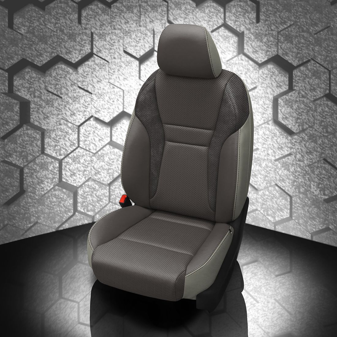 FOSSIL wrap, LT GREY Facing, Perf Body & Wings, LT GREY contrast all stitch, ~6929 DARK SLATE wings