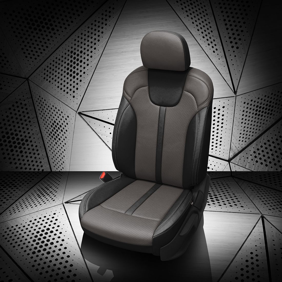 BLACK wrap, LT GREY Center, Perf Combo, LT GREY contrast all stitch