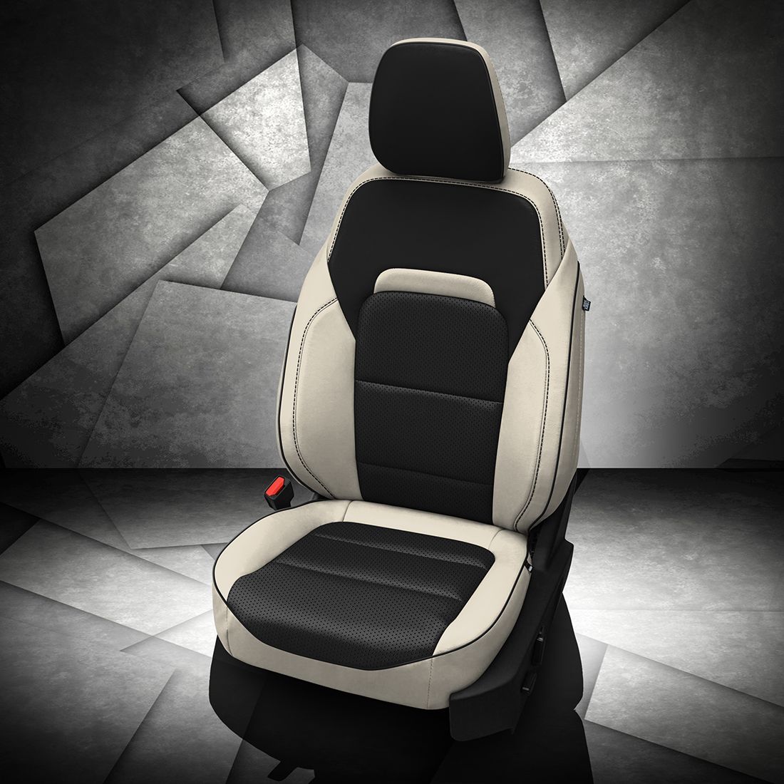 PEARL wrap, BLACK Center, Perf Combo, BLACK piping, PEARL wings