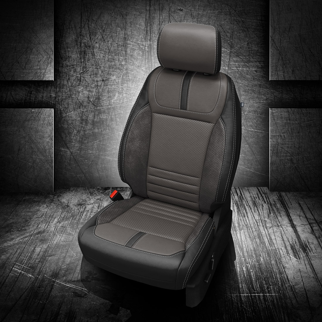 BLACK wrap, LT GREY Center, Perf Inserts & Wings, LUNAR GREY contrast all stitch, ~6929 DARK SLATE wings