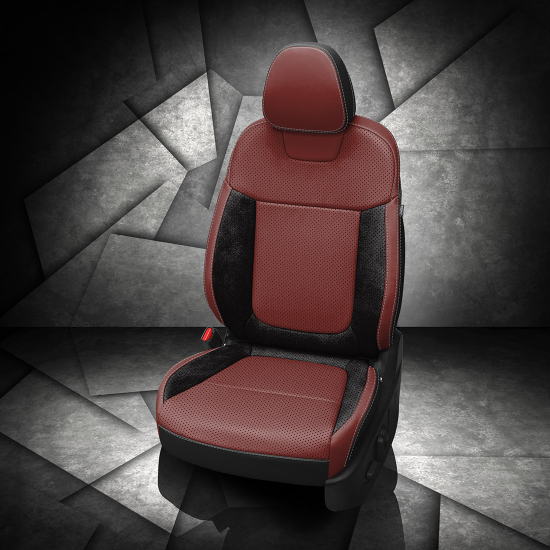 BLACK wrap, MED RED Facing, Perf Body & Wings, SILVER contrast all stitch, ~3030 RAVEN wings