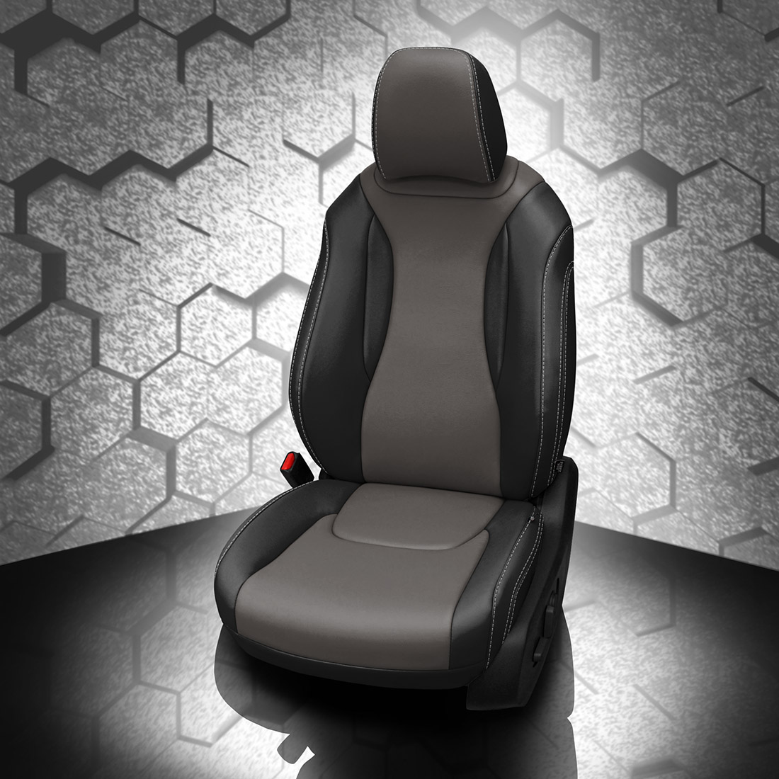 BLACK wrap, LT GREY Center, SILVER contrast all stitch