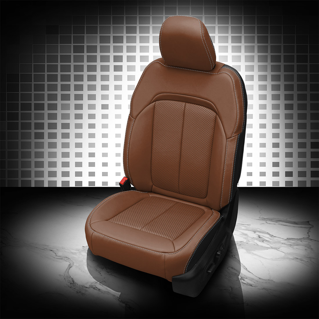BLACK wrap, MAHOGANY Facing, Perf Inserts, SILVER contrast all stitch