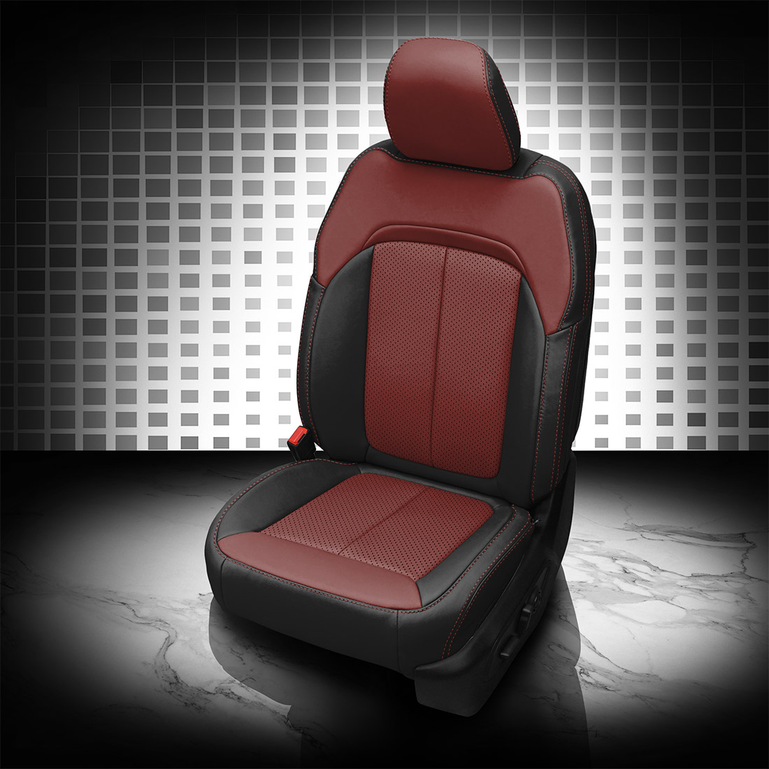 BLACK wrap, MED RED Center, Perf Inserts, MED RED contrast all stitch