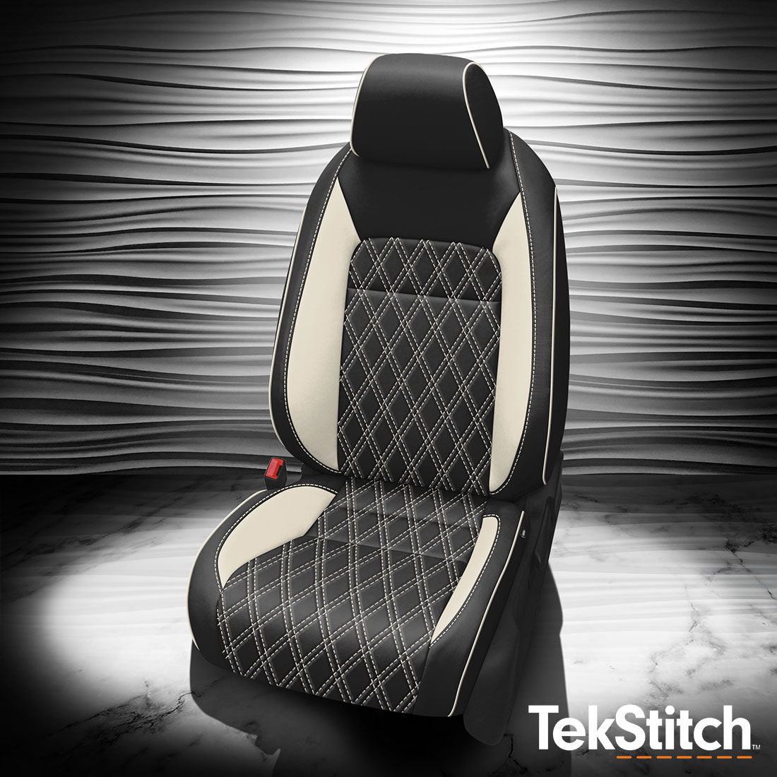 BLACK wrap, PEARL Wings, PEARL piping, TekStitch Double Diamond inserts, PEARL TekColor