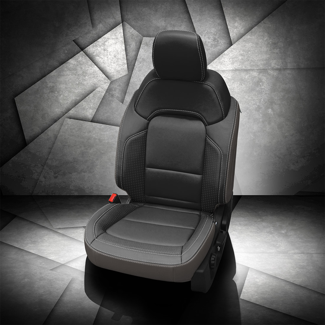 LT GREY wrap, BLACK Facing, Perf Inserts, SILVER contrast all stitch, BCDA FLINT wings