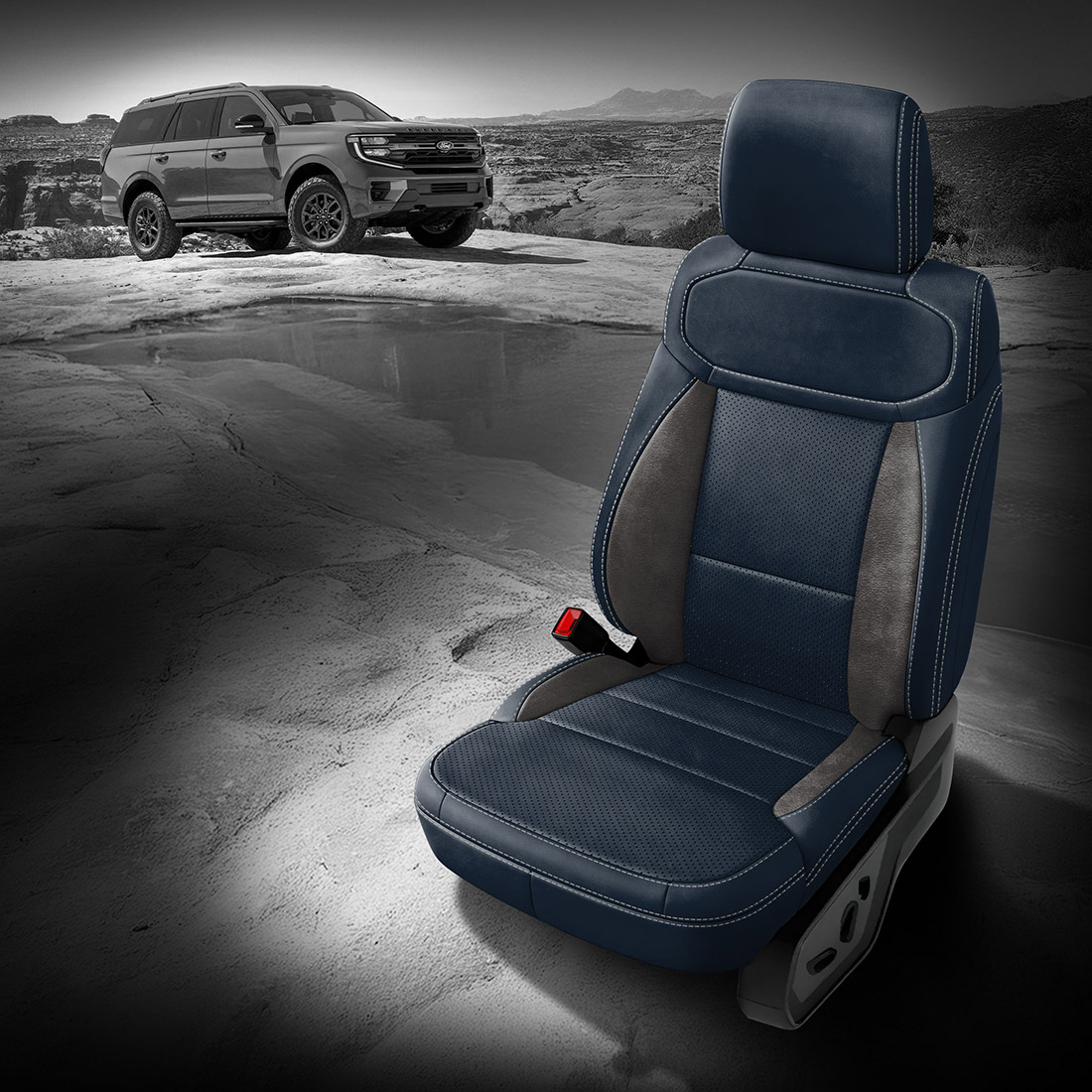 ATLANTIC wrap, ~6929 DARK SLATE Wings, Perf Combo, SILVER contrast all stitch