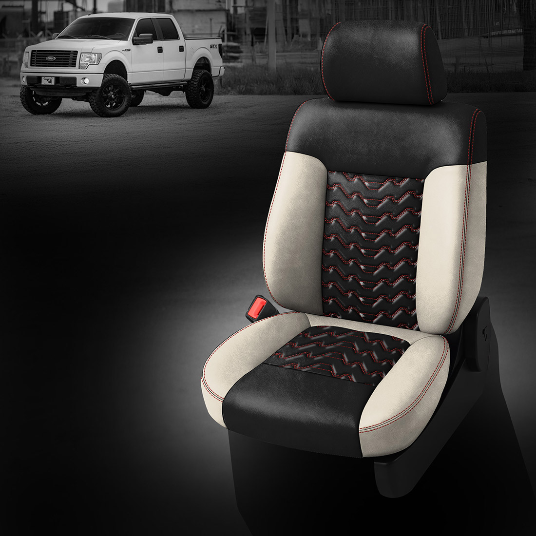 PEARL wrap, BLACK Combo, RED contrast all stitch, BLACK wings, Tek Stitch VALLEYS INSERTS, RED TekColor