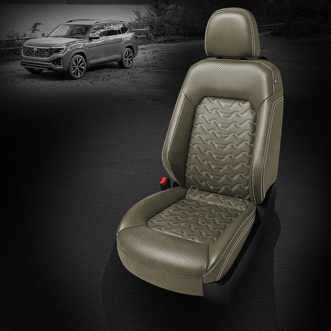 OLIVE wrap, Perf Body, PEARL contrast all stitch, Tek Stitch VALLEYS INSERTS, PEARL TekColor