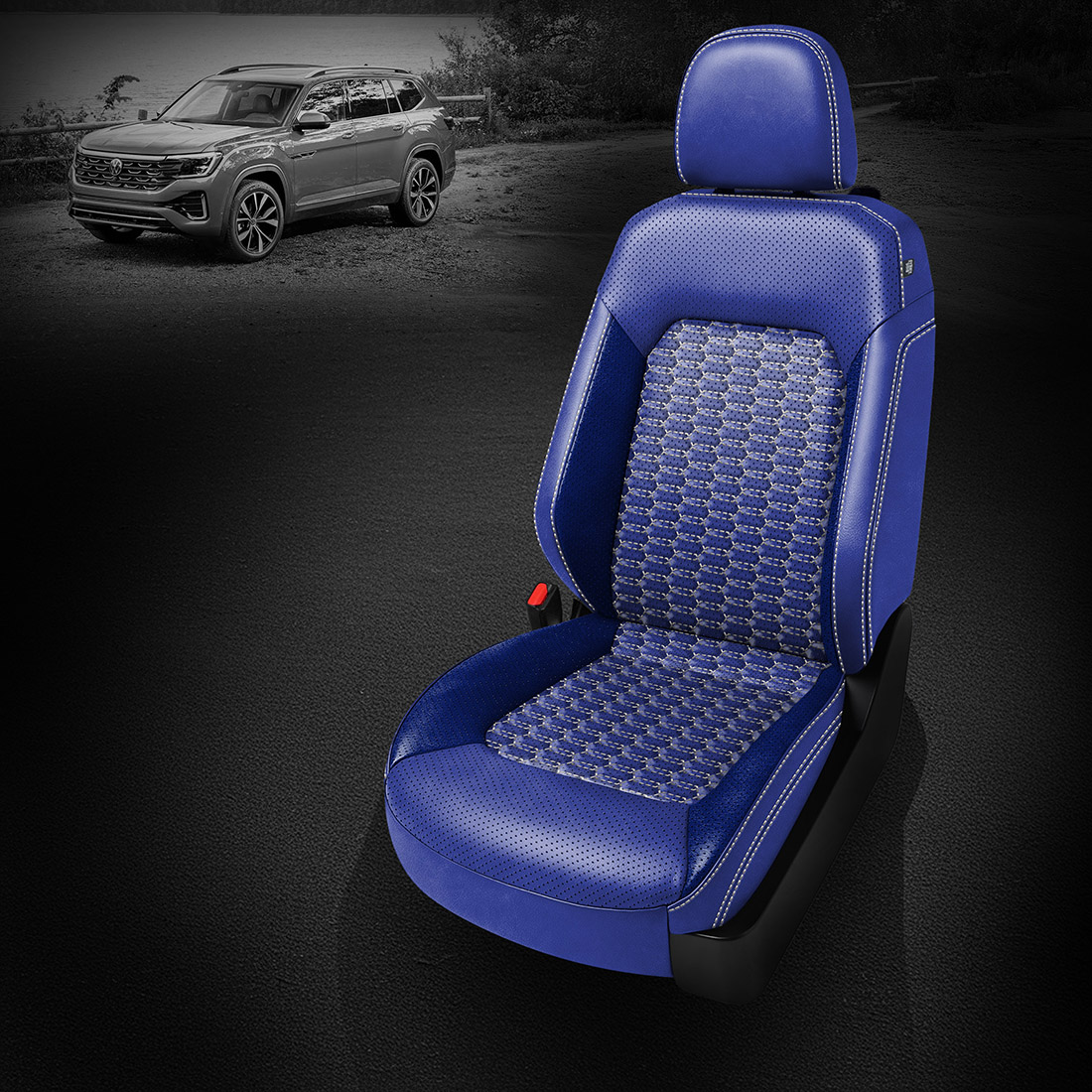 COBALT wrap, ~3037 SAPPHIRE Wings, Perf Body, PEARL contrast all stitch, Tek Stitch DOUBLE HEX INSERTS, PEARL TekColor