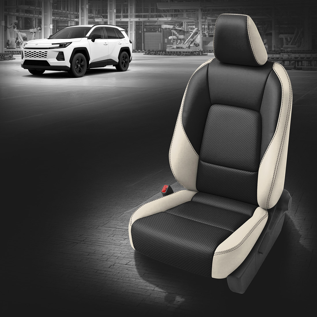 PEARL wrap, BLACK Center, Perf Combo, STONE contrast all stitch