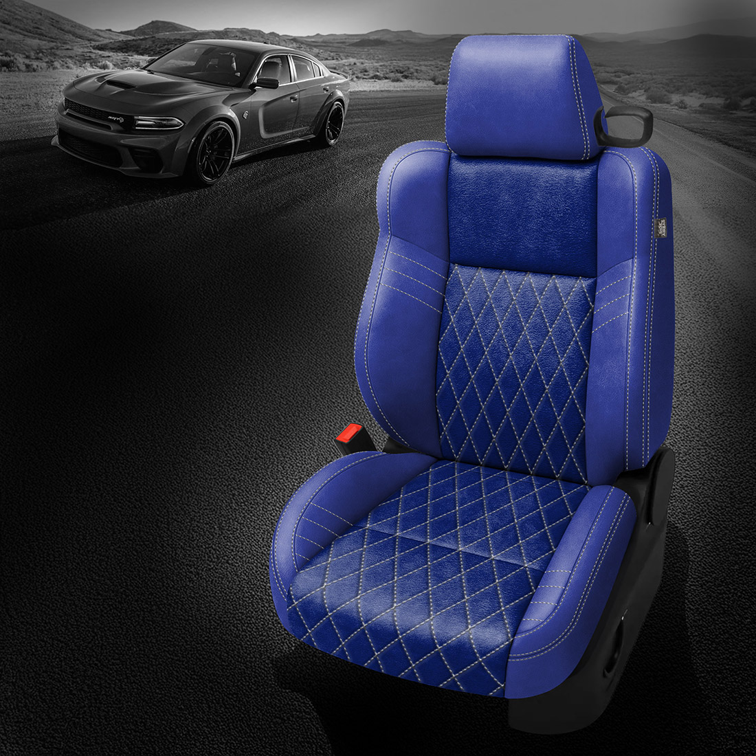 COBALT wrap, ~3037 SAPPHIRE Body, SILVER contrast all stitch, Tek Stitch SINGLE DIAMOND COMBO, COBALT TekColor