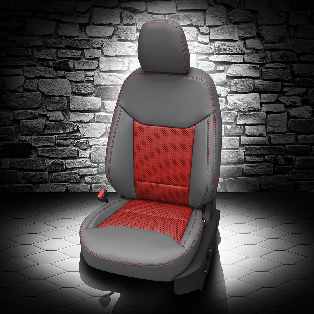LUNAR GREY wrap, RED Insert, Perf Inserts, RED contrast all stitch