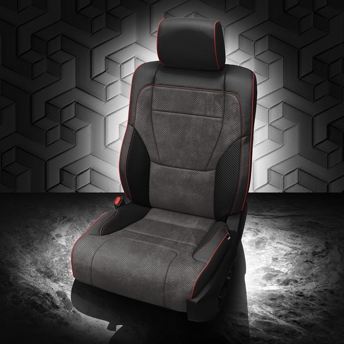 BLACK wrap, ~6929 DARK SLATE Combo, Perf Combo, RED piping, C SHADOW wings