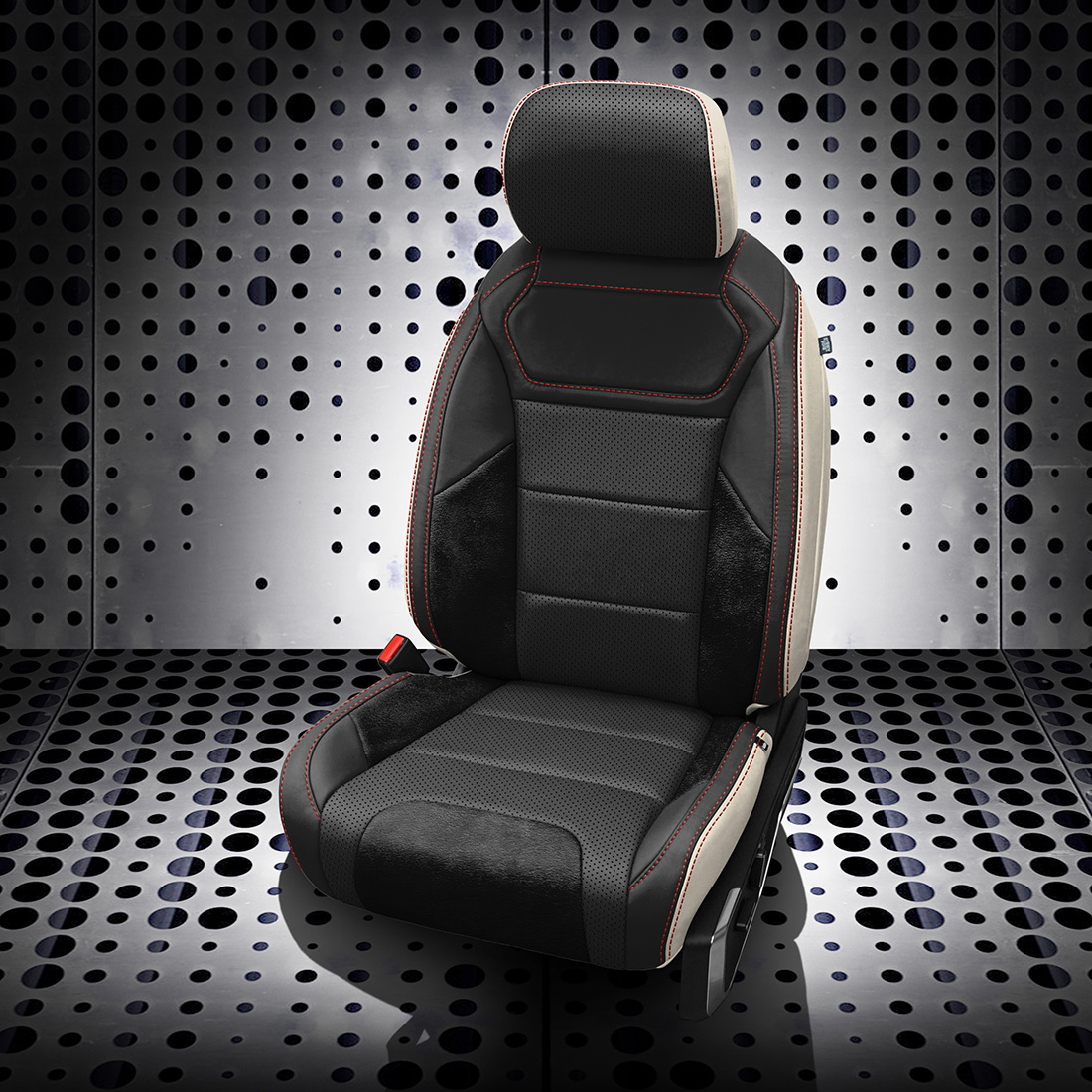 PEARL wrap, BLACK Facing, Perf Combo, RED contrast all stitch, ~3030 RAVEN wings