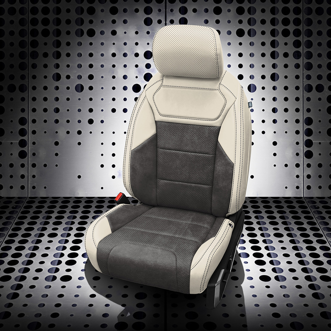 PEARL wrap, ~6929 DARK SLATE Combo, Perf Combo, LT GREY contrast all stitch, ~6929 DARK SLATE wings