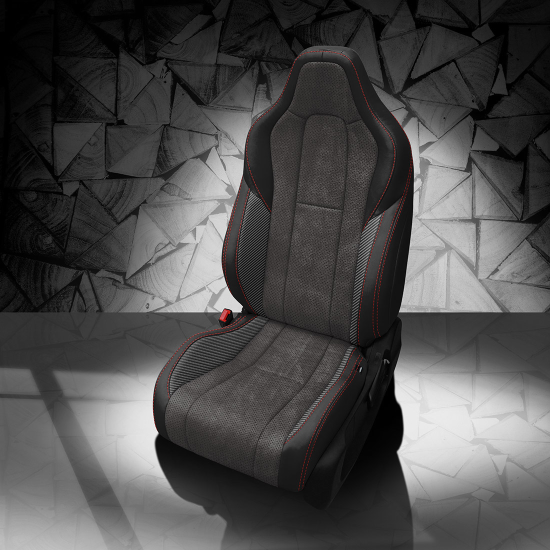 BLACK wrap, ~6929 DARK SLATE Body, Perf Body, RED contrast all stitch, C BULLET wings