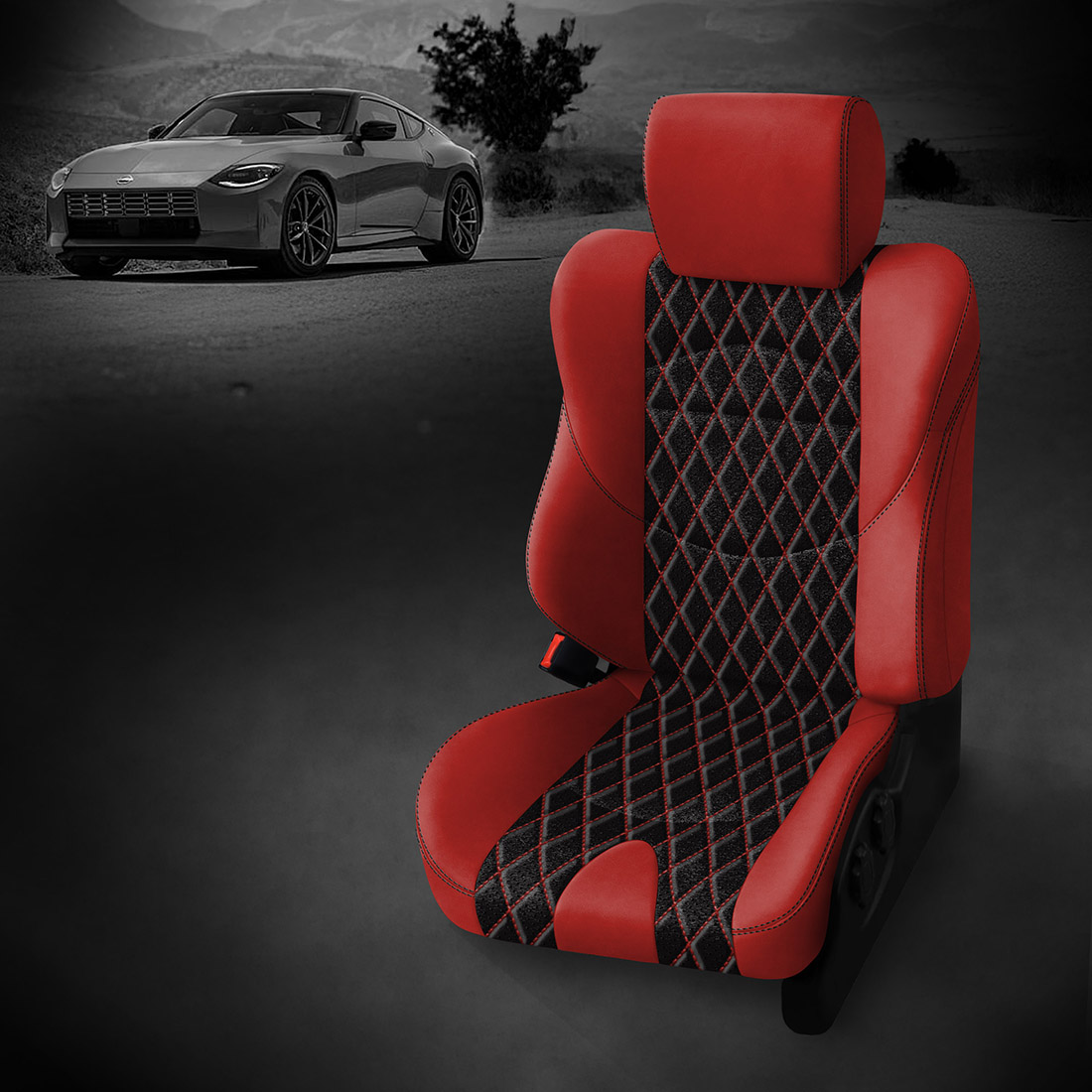 RED wrap, ~3030 RAVEN Body, Perf Body, BLACK contrast all stitch, Tek Stitch SINGLE DIAMOND BODY, RED TekColor