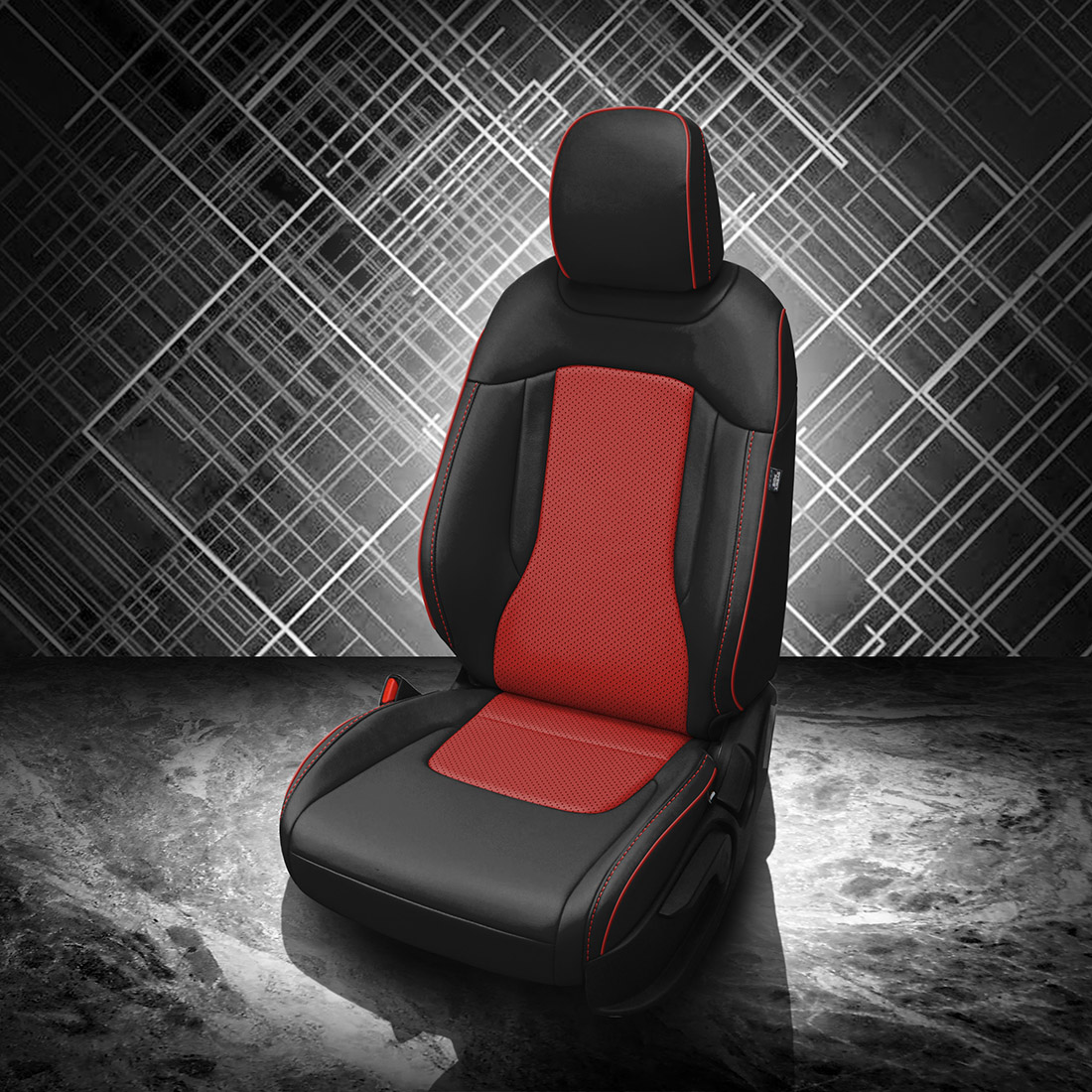 BLACK wrap, RED Insert, Perf Inserts, RED piping