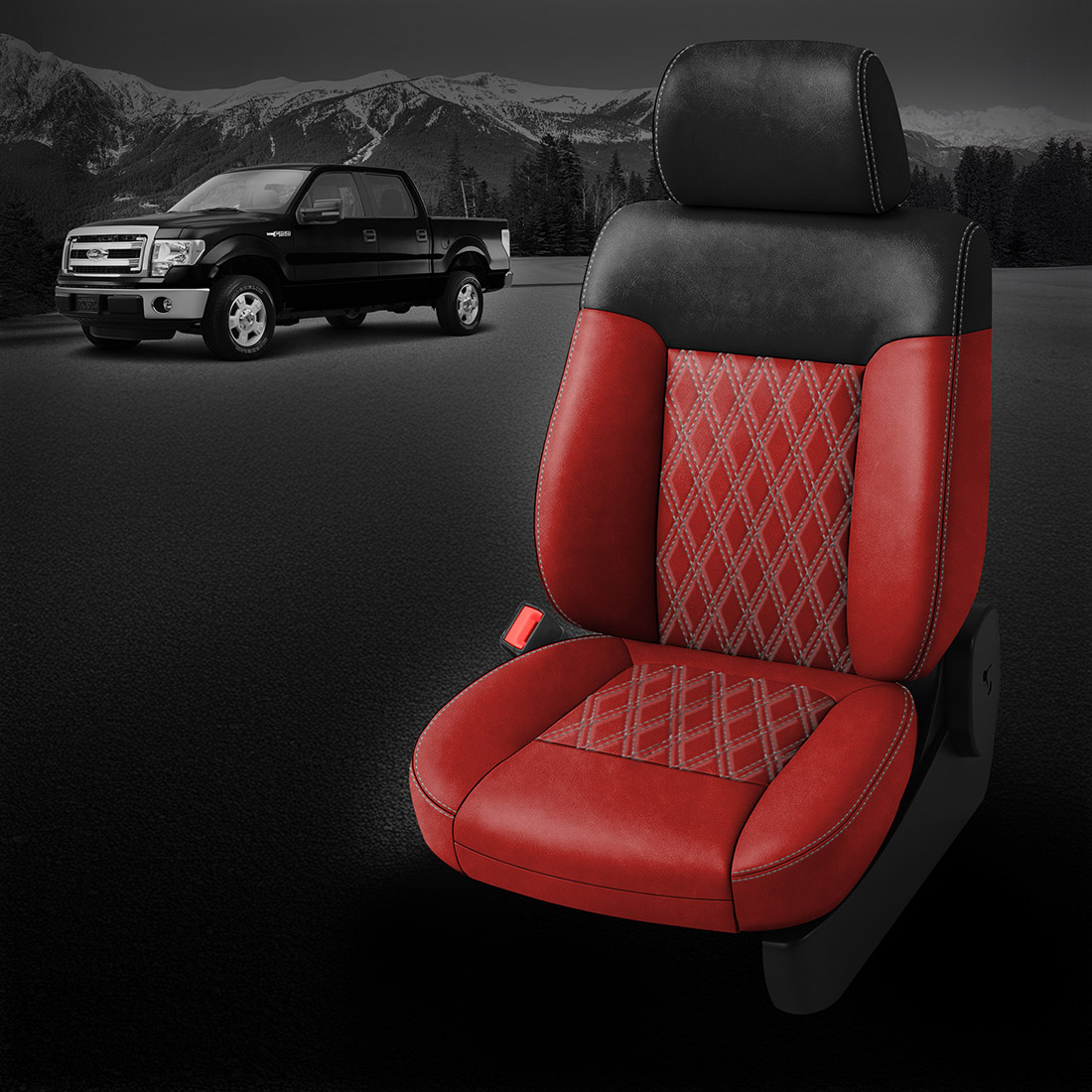 RED wrap, BLACK Wings, SILVER contrast all stitch, Tek Stitch DOUBLE DIAMOND INSERTS, SILVER TekColor