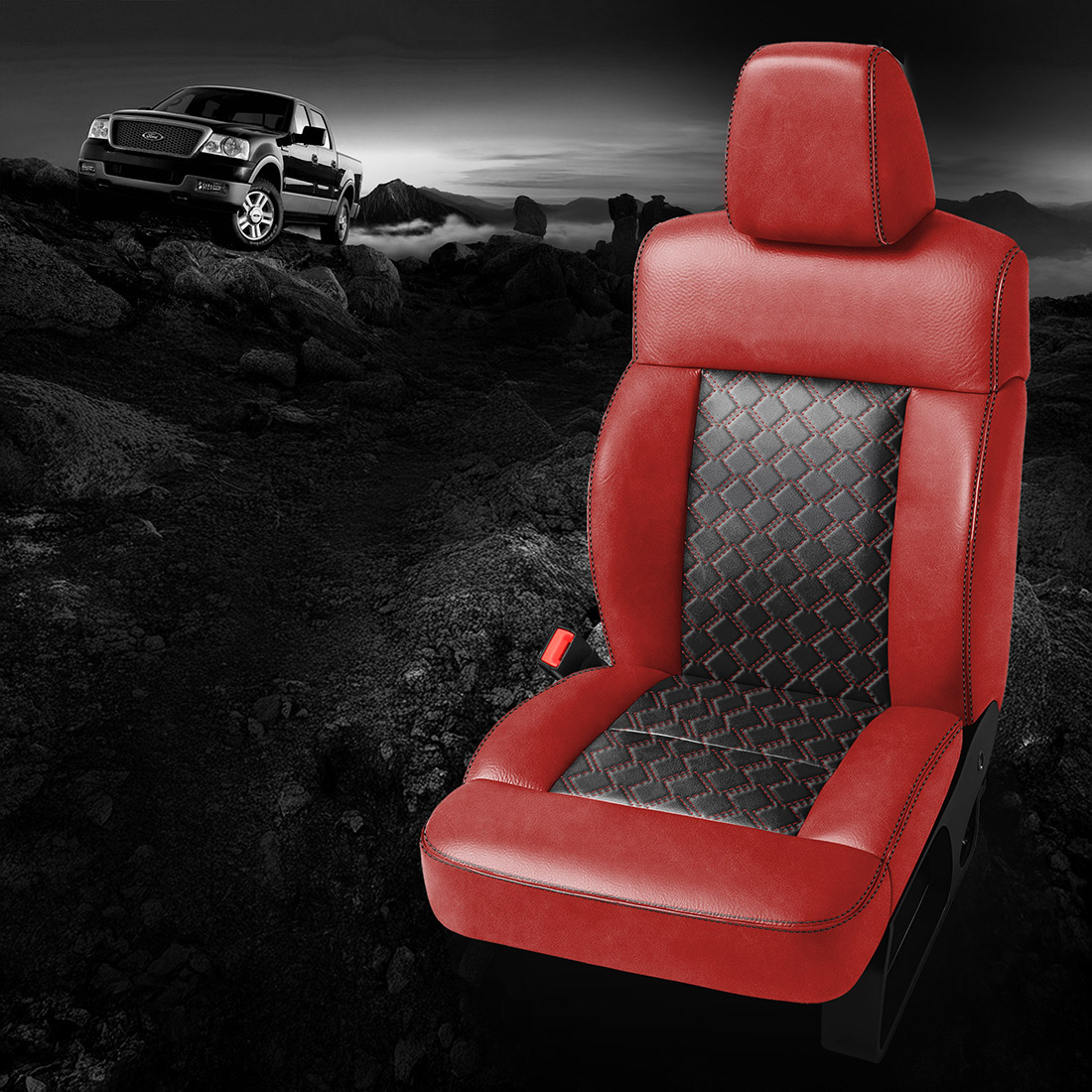 RED wrap, BLACK Insert, BLACK contrast all stitch, Tek Stitch WEDGE INSERTS, RED TekColor