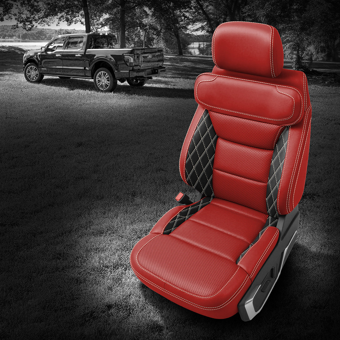 RED wrap, BLACK Wings, Perf Body, PEARL contrast all stitch, Tek Stitch SINGLE DIAMOND WINGS, PEARL TekColor
