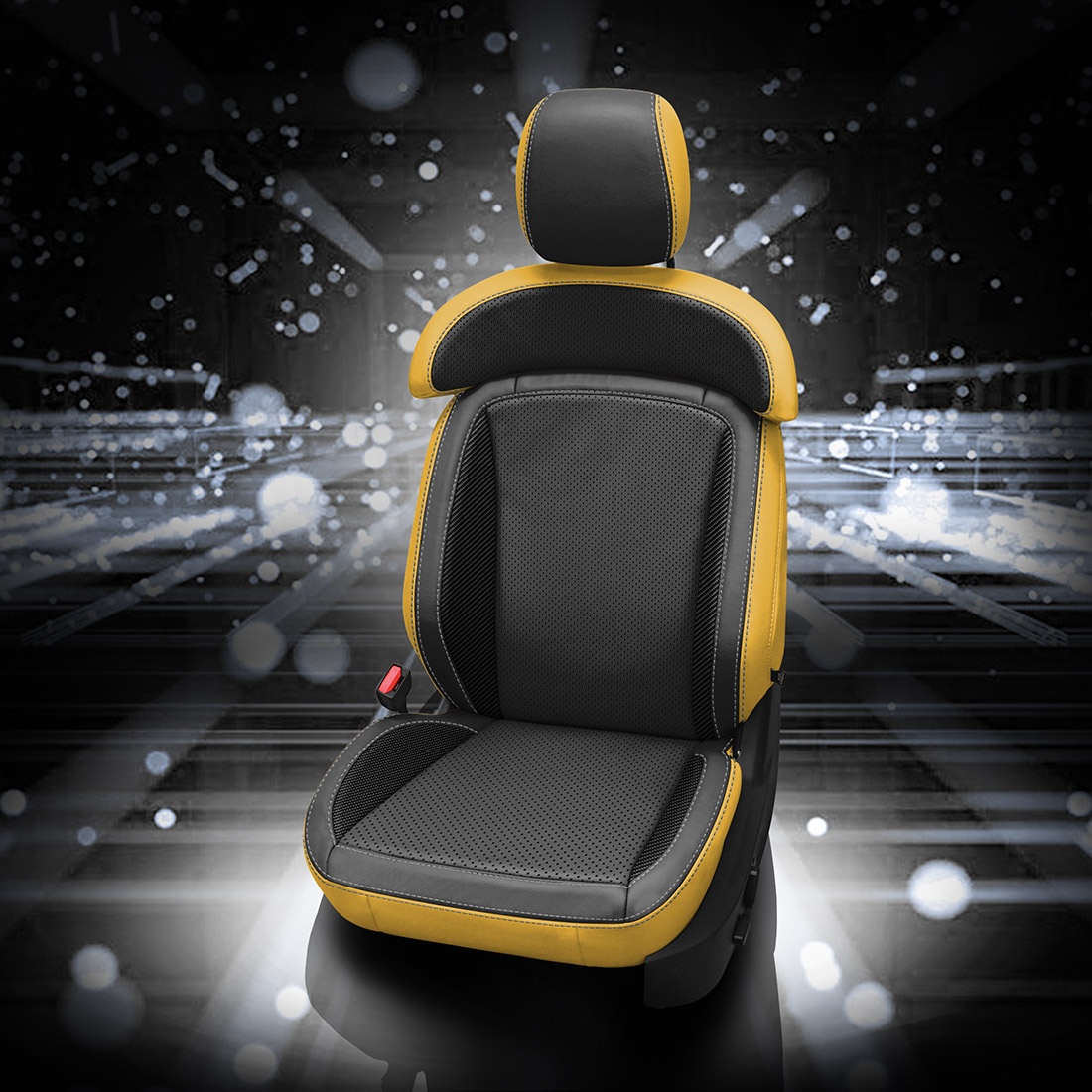 MAIZE wrap, BLACK Facing, Perf Inserts, SILVER contrast all stitch, C SHADOW wings