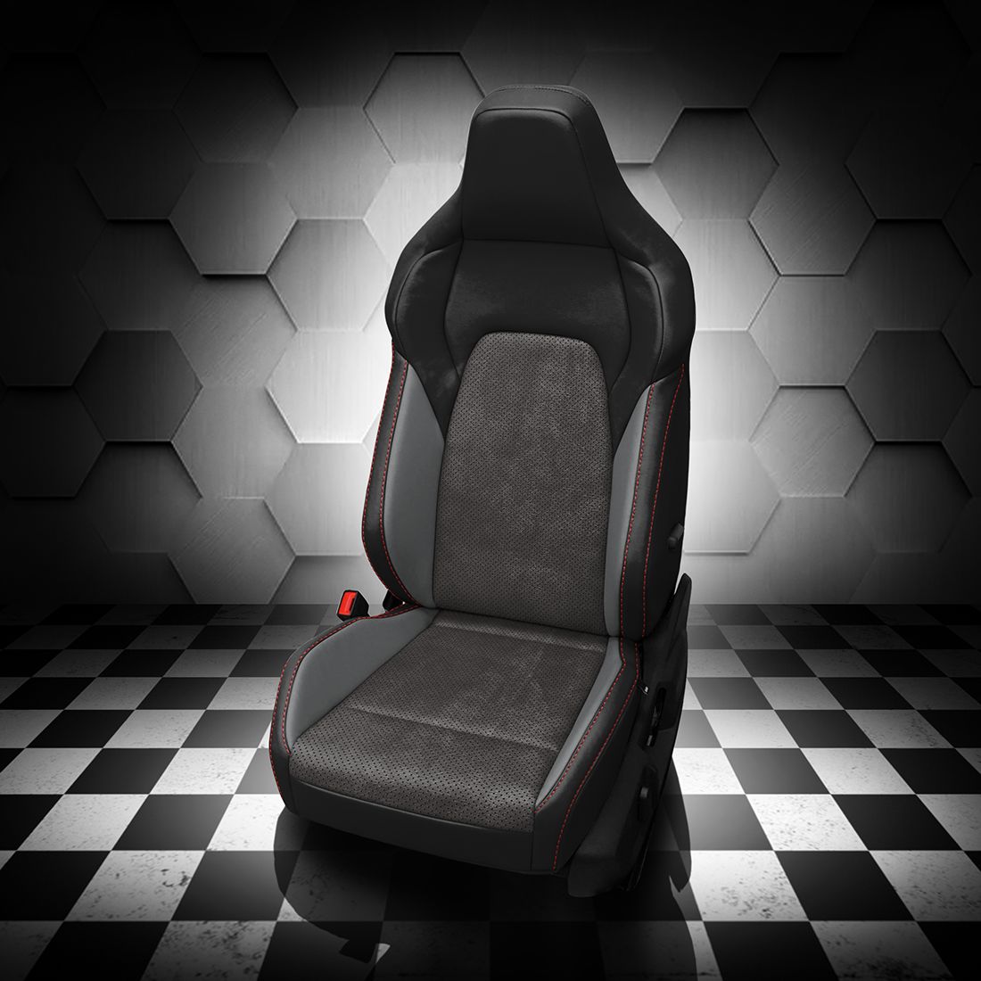 BLACK wrap, ~6929 DARK SLATE Combo, Perf Combo, RED contrast all stitch, LUNAR GREY wings
