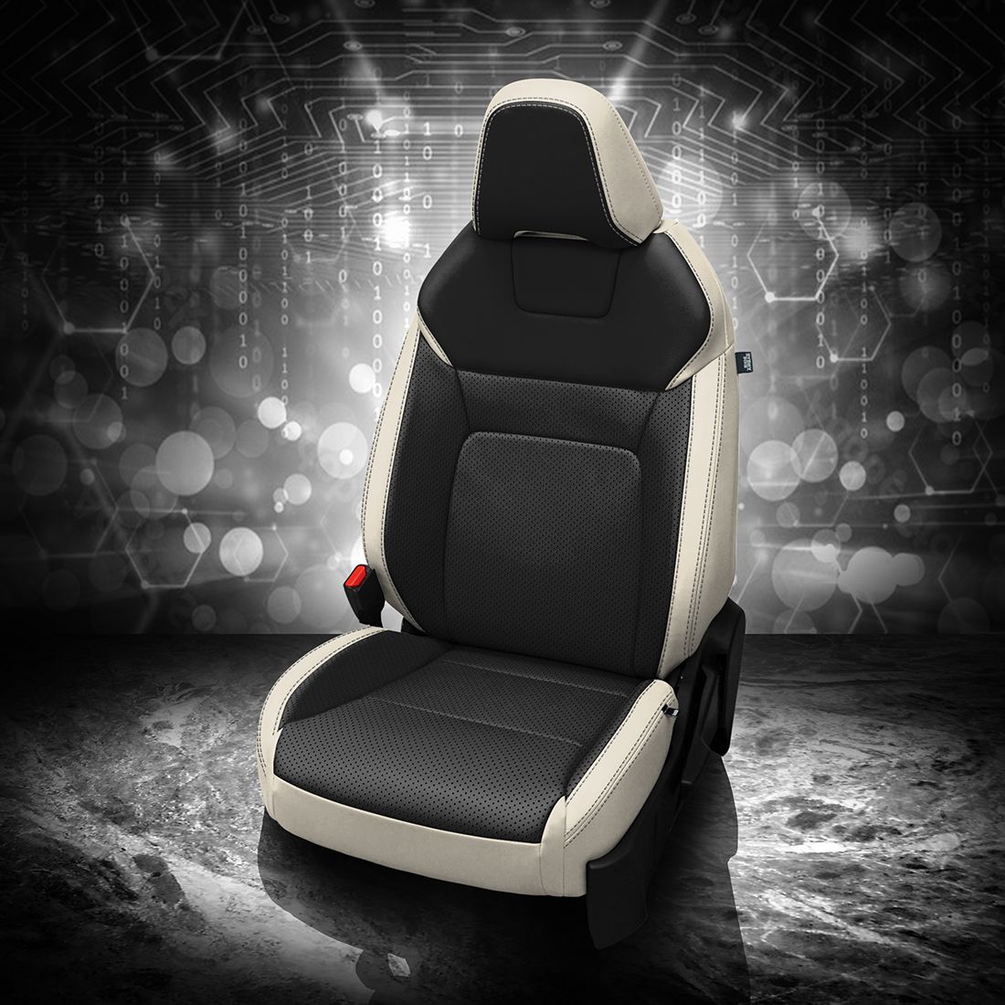 PEARL wrap, BLACK Center, Perf Combo & Wings, SILVER contrast all stitch, BLACK wings