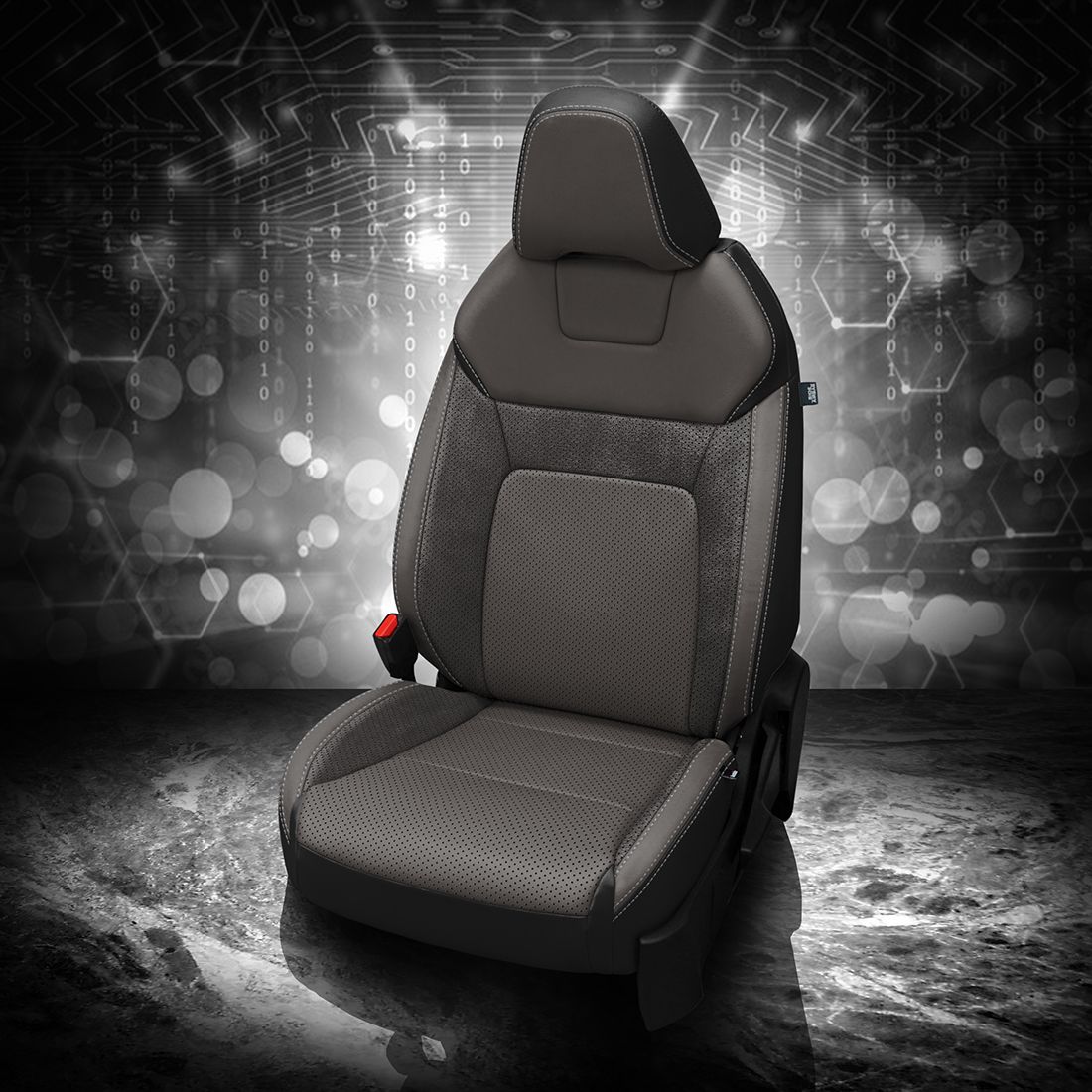 BLACK wrap, LT GREY Facing, Perf Combo & Wings, SILVER contrast all stitch, ~6929 DARK SLATE wings
