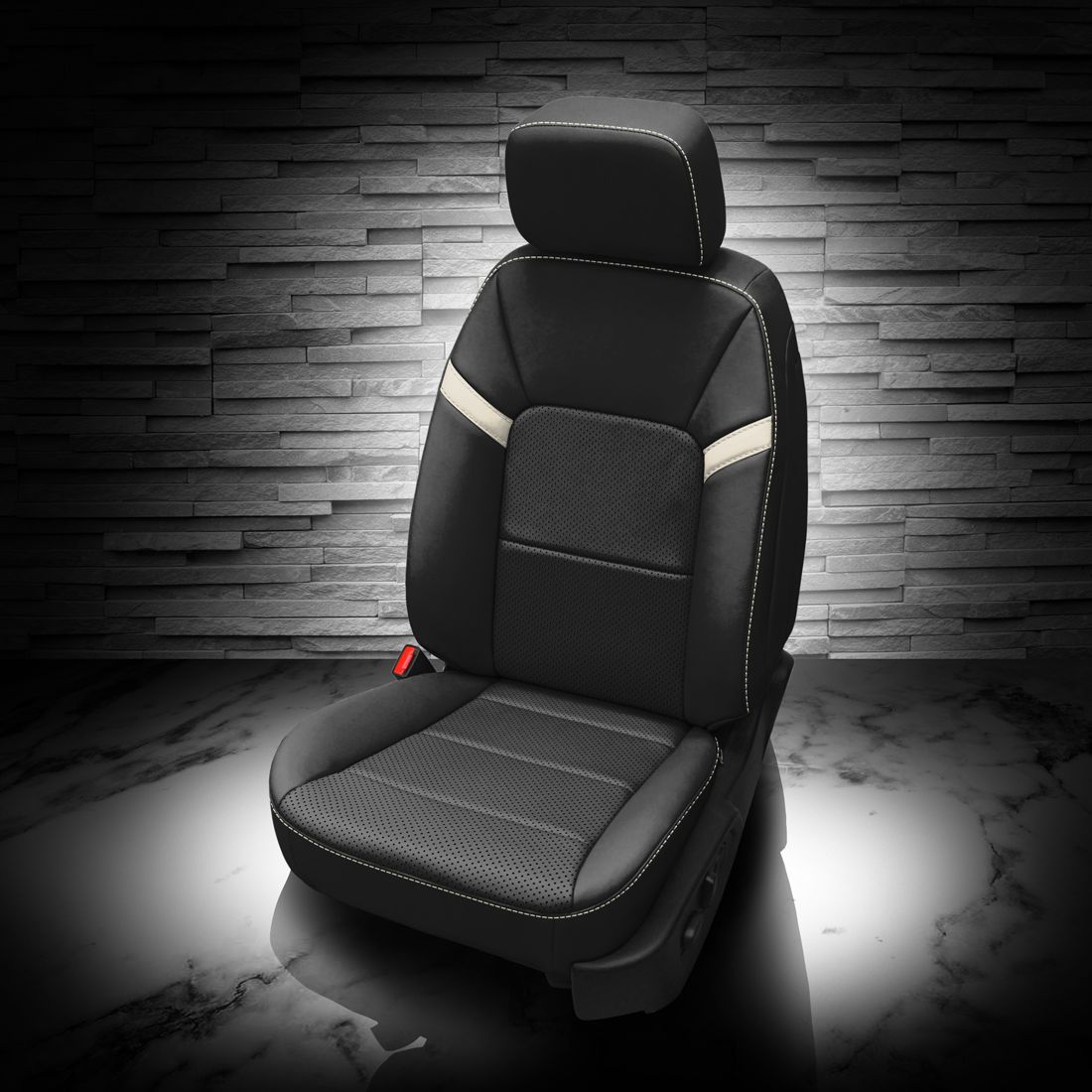 BLACK wrap, LT GREY Body, RED contrast all stitch, TekStitch Double Diamond inserts, BLACK TekColor