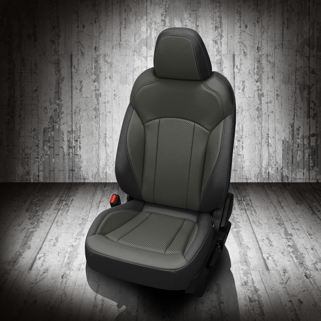 BLACK wrap, CHARCOAL Facing, Perf Inserts, STONE double stitching, BLACK wings