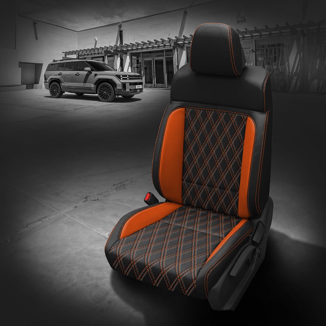 BLACK wrap, TANGERINE Wings, TANGERINE contrast all stitch, TekStitch Double Diamond inserts, TANGERINE TekColor