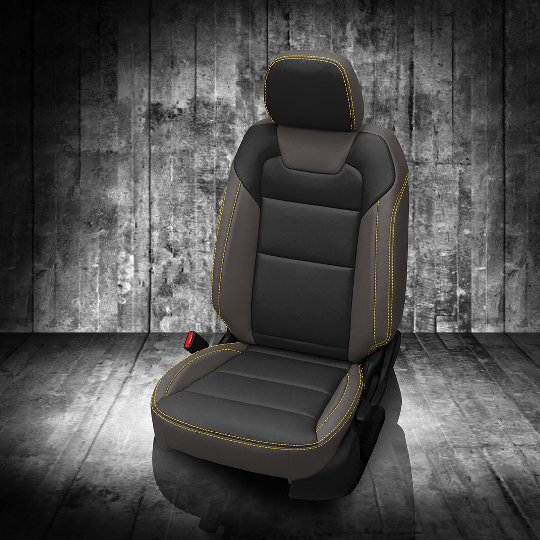 LT GREY wrap, BLACK Center, HYPER YELLOW contrast all stitch