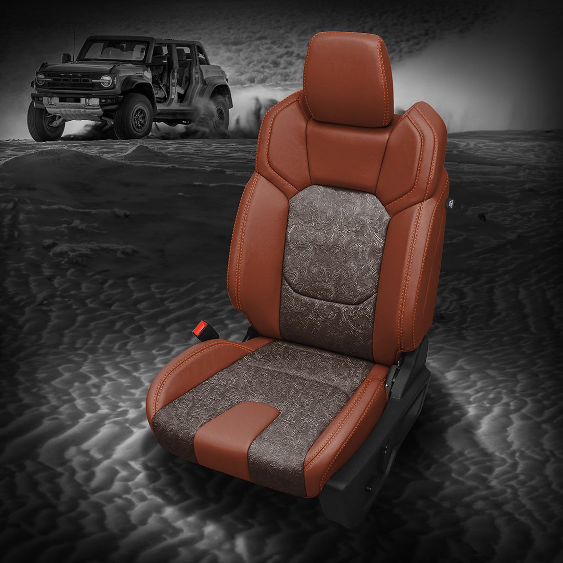 COGNAC wrap, OUTLAW BROWN Insert, TANGERINE contrast all stitch