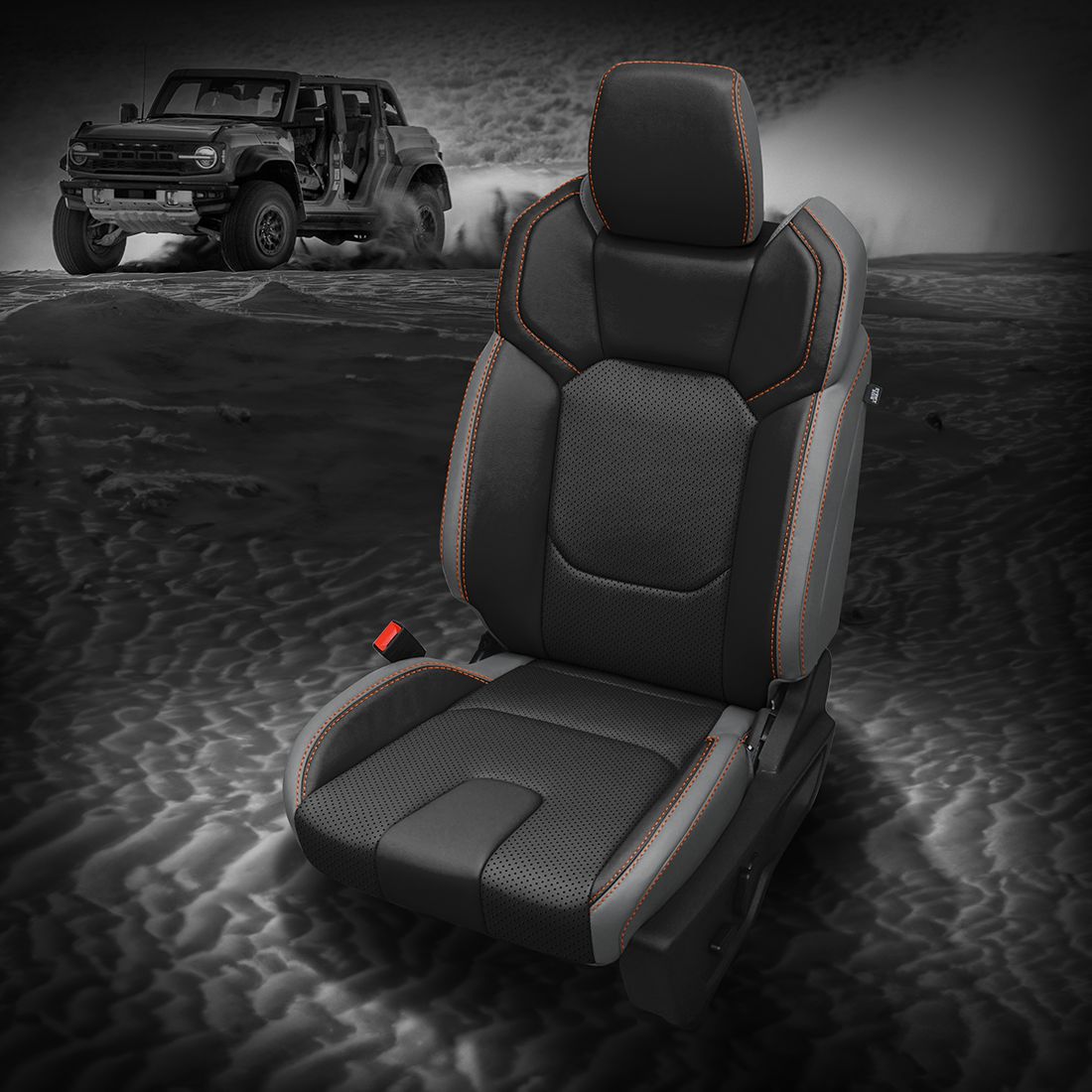LUNAR GREY wrap, BLACK Center, Perf Inserts, TANGERINE contrast stitch, BLACK wings