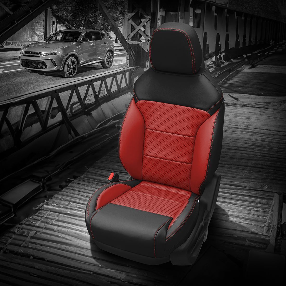 BLACK wrap, RED Insert, Perf Inserts, RED contrast all stitch, RED wings