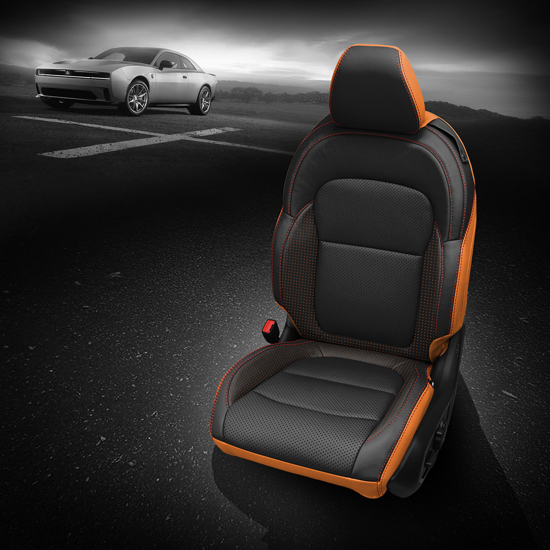 ORANGE wrap, BLACK Facing, Perf Combo & Wings, RED contrast all stitch, BCDA ORANGE wings