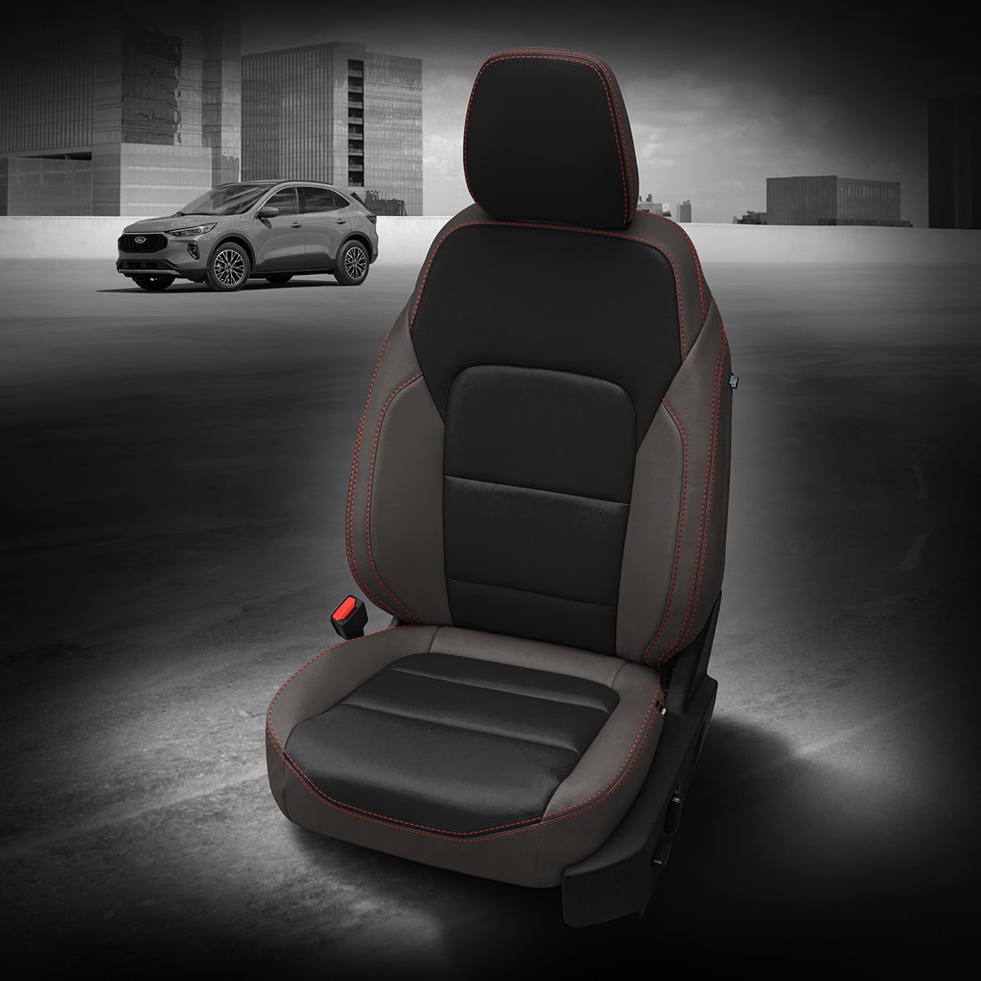LT GREY wrap, BLACK Center, Perf Combo, RED contrast all stitch