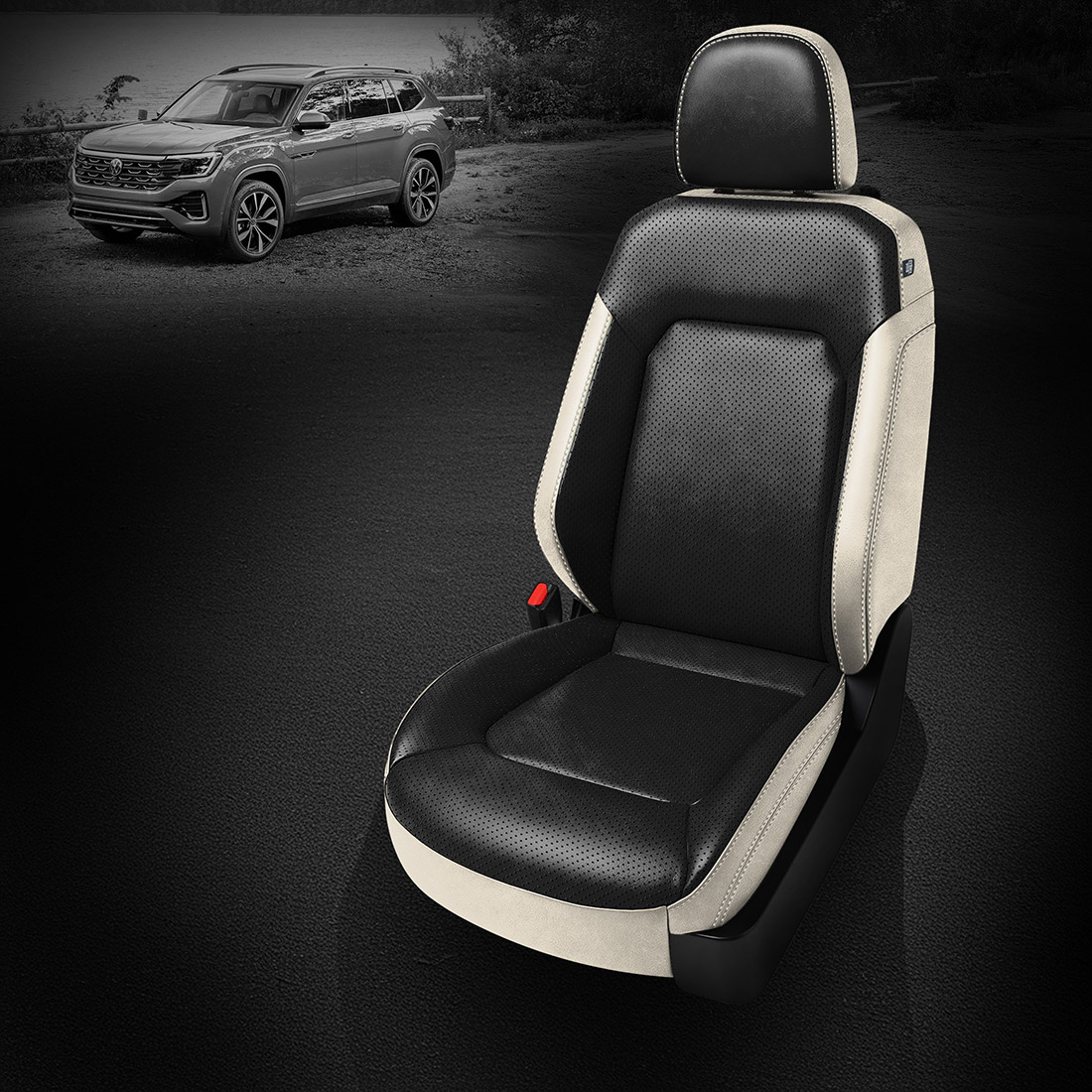 PEARL wrap, BLACK Center, Perf Body & Wings, PEARL double stitching, BLACK wings