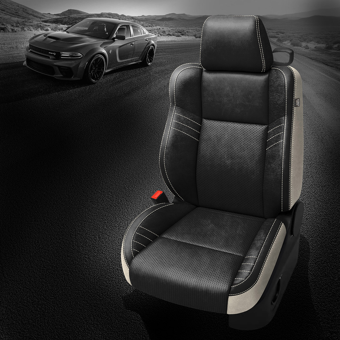 PEARL wrap, BLACK Facing, Perf Combo, PEARL contrast all stitch, ~3030 RAVEN wings
