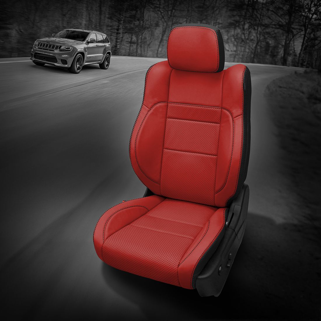 BLACK wrap, RED Facing, Perf Combo, BLACK contrast all stitch