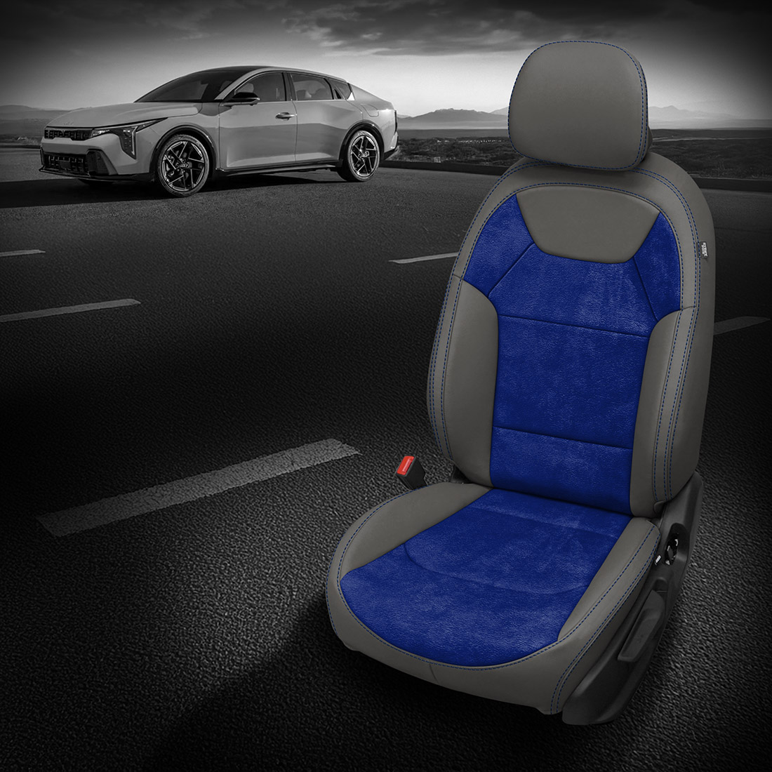 ICE GREY wrap, ~3037 SAPPHIRE Body, +ROYAL BLUE contrast all stitch