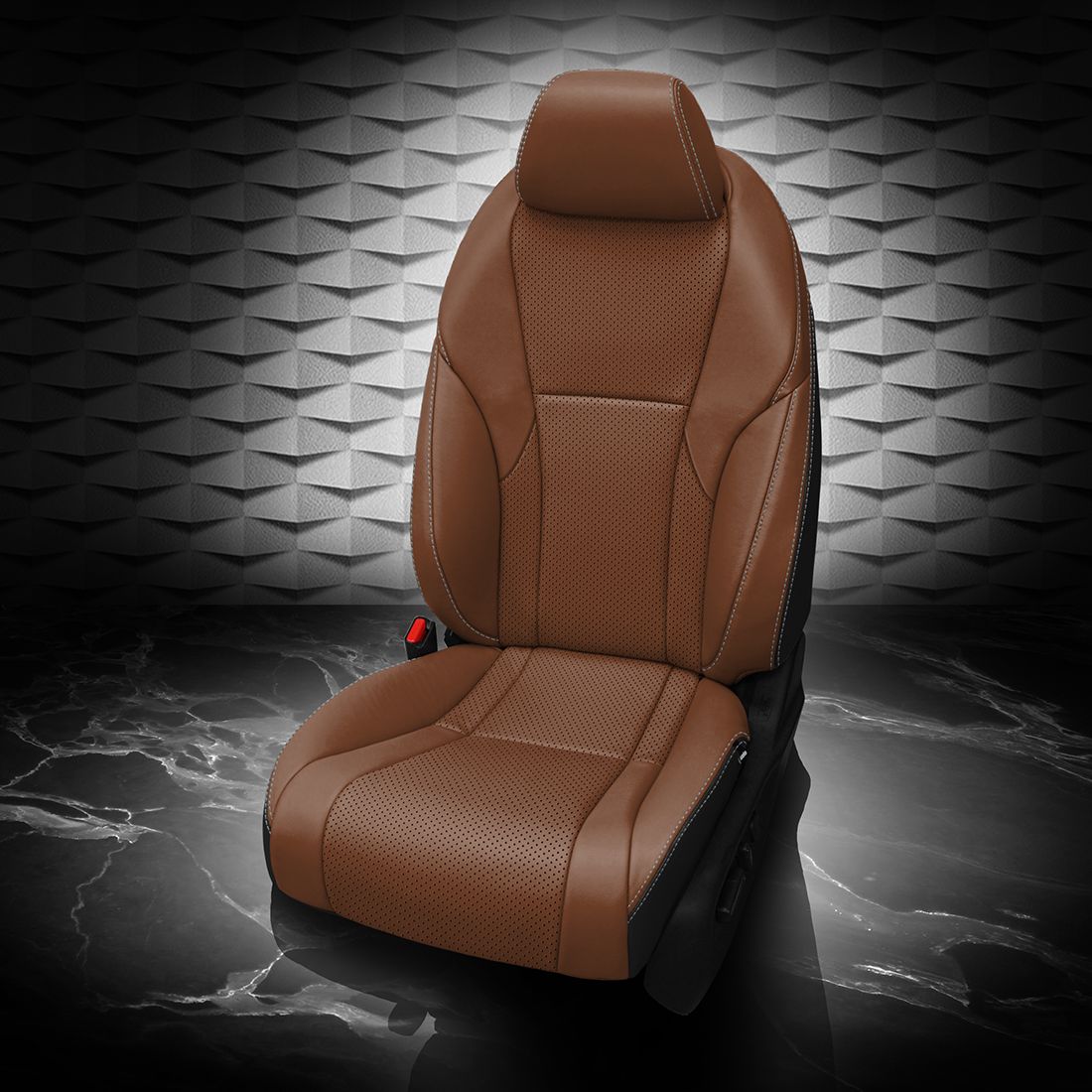 BLACK wrap, MAHOGANY Facing, Perf Body, SILVER contrast all stitch