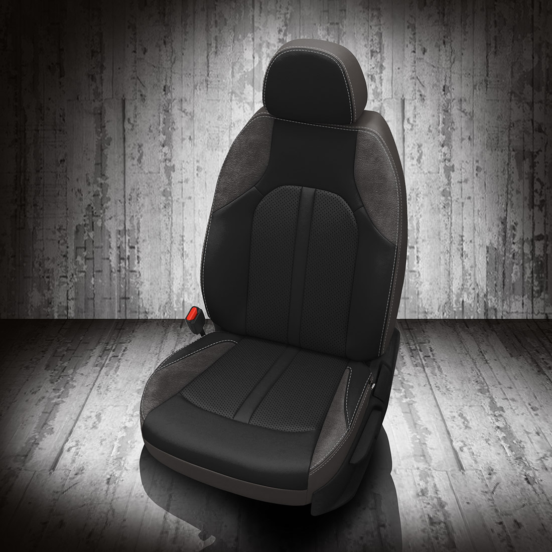 LT GREY wrap, BLACK Facing, Perf Inserts, SILVER contrast all stitch, ~6929 DARK SLATE wings