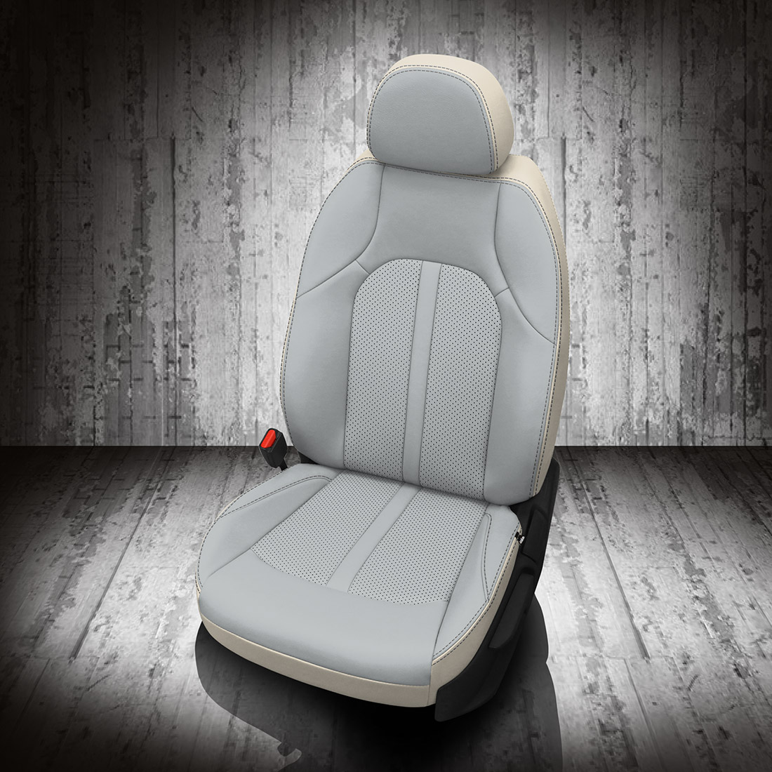 PEARL wrap, CEMENT Facing, Perf Inserts, SILVER contrast all stitch