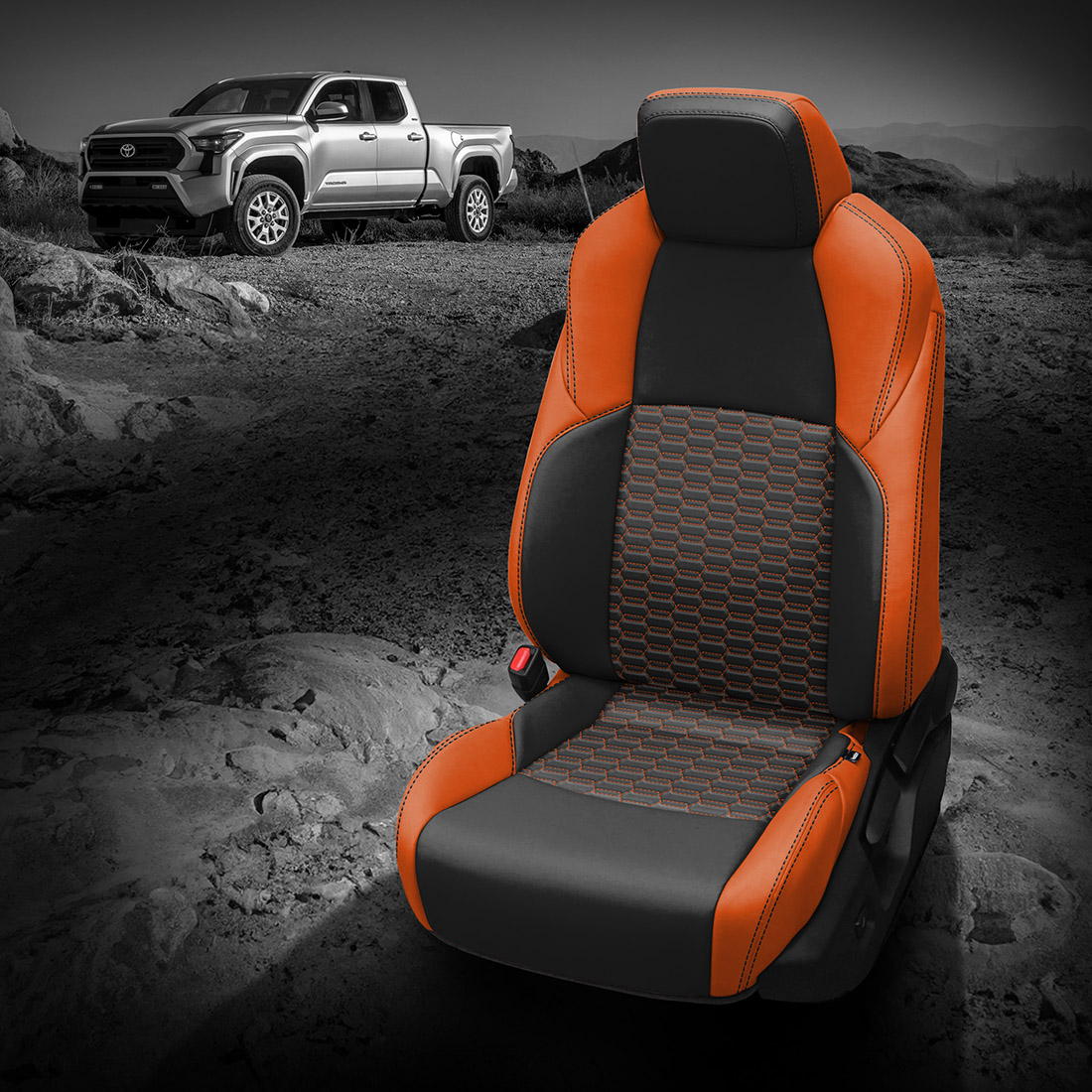Tangerine wrap, Black center, Black wings, Black contrast all stitch, TekStitch Double Hex Insert Tangerine TekColor