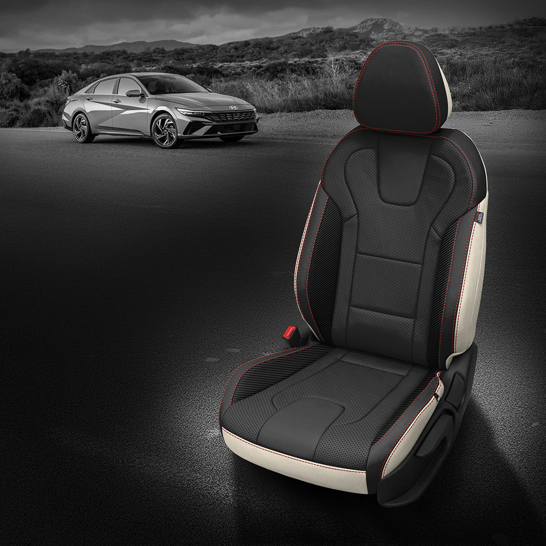 PEARL wrap, BLACK Facing, Perf Inserts, RED contrast all stitch, C SHADOW wings