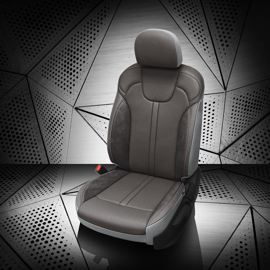 CEMENT wrap, LT GREY Facing, Perf Combo, SILVER contrast all stitch, ~6929 DARK SLATE wings